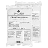 20kg (2 x 10kg) HaGaFe Herbstrasendünger, Herbst - Rasendünger, Dünger, Kaliumdünger für Frosthärte und Standfestigkeit, gut streuwagenfähig, gegen Krankheiten und Schädlinge