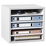 VEVOR 355 x 305 x 330 mm Briefablage Schreibtisch Organizer, 2,3–5,6 cm Einstellbar A4 Stapelbar Quer, Papierablage, Aufbewahrung Schreibtisch Ablagesystem Organisation, Ablage (Weiß, 5 Fächer)