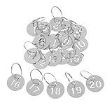 HOLIDYOYO 20 Stück Nummernschild Edelstahlnummern Nummerierte Schlüsselanhänger Aus Edelstahl Metallschlüssel -tags Zahl Schlüsselanhänger Schlüsselnummern-tags Silver Rostfreier Stahl