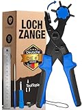 Lochzange für Leder [KOMPLETTSET], Locheisen | Lochstanzer als Leder Werkzeug, Lochzange Papier, Gürtel Locher, oder Lochstanze für Stoff, Biothane, Kunstleder etc. Hole Puncher mit Komforthebel