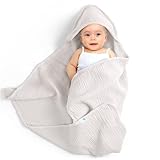lulumoon Baby Handtuch Kapuze für Badezimmer：Kapuzenhandtuch aus Musselin Baumwolle 75x76cm - extra weich saugfähig für Wärme nach Baden Eincremen - geeignet für Babys 0-18 Monate (Haferfarben)