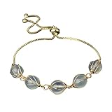Generisch Naturstein Armband,Armband Aus Natürlichen Opalperlen, Verstellbarer Armreif Mit Golddrahtwicklung, Reiki-Yoga-Geschenke Für Frauen Und Männer