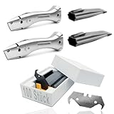 2 Delphin®-03 Teppichmesser, Klassik Edition, Feststehende Klinge, Profi Cuttermesser, Alu, 100 Klingen und Kunststoffköcher, Rechts- u. Linkshänder.