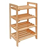 DEMA Universal Holzregal – Natur Regal mit 4 Böden & Fächern | Stabiles Regal 45x33x79 cm für Wohnzimmer, Büro & Lager