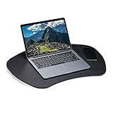 Relaxdays, schwarz Knietablett Kissen, Betttablett mit Tragegriff, abnehmbares Laptopkissen, MDF, HxBxT: 5 x 60 x 40 cm, 10014660