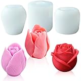 Tulpenform - 3 Stück 3D-Tulpenform, Kerzenform, Tulpenform, Silikonform, handgemachte Seife, Formen für Kerzenherstellung, DIY-Kunsthandwerk, Fondant-Kuchendekoration Schokolade Dekoration