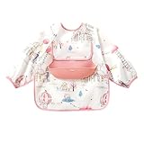 Générique Langarm-Lätzchen für Babys, Hemd-Lätzchen, Kinder, strapazierfähig, schmutzabweisend, wasserdicht, maschinenwaschbar, mit Lebensmittelfänger aus Silikon, für Reisen, besondere Anlässe
