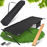 HAINBAUR Feldbett XXL 200kg belastbar 210x70 und 210x100 [Montagetool] – Campingbett, Campingliege faltbar leicht, Feldbett klappbar, Camping Bett