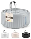 PrettyPaw Katzenbrunnen Aqua Flow Pro [NEUEINFÜHRUNG] Super leiser, BPA-freier 3L Trinkbrunnen für Katze mit LED und Aktivkohlefilter I Leicht zu reinigender Katzen Trinkbrunnen I Aqua Flow (Grau)