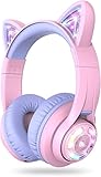 iClever Bluetooth Kopfhörer Kinder über Ohr, Verstellbare 74/85dBA Lautstärkeregler, 50 Stunden Spielzeit, Bluetooth 5.2, Kinder Kopfhörer mit Mikrofon für Schule/Tablet/Handy/PC