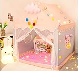 Spielzelt für Kinder mit Tragetasche,Mädchen Prinzessin Schloss Zelt,Prinzess Kinderzelt Mit Sternenlichterkette,Kinderspielzelt,Children's Play Tent,120x110x130cm
