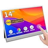 Magedok 4k Portable Monitor, 14.0' Tragbarer Screen USB C, 10 Bits Adobe 95% HDR Game Display mit USB C/HDMI/Mini DP Kompatibel mit Game Console/PC/Surface (1080P 60Hz Touch, 14 Zoll)