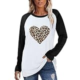 Valentinstag 2023 Damen-T-Shirts mit Langen Ärmeln, Rundhals-T-Shirts, Freizeitbluse, Pullover, T-Shirts, Tops, Tunika-Bluse, T-Shirt Sommeroutfit Damen