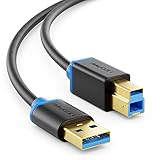 deleyCON 2m USB 3.0 Super Speed Kabel USB A-Stecker zu USB B-Stecker Datenkabel bis zu 5 Gbit/s für z.B. Drucker Scanner Multifunktionsdruckern Schwarz