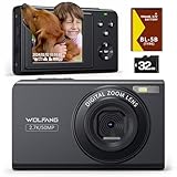 WOLFANG Digitalkamera, 2.7K Kinderkamera für Fotografie, 50MP Kompaktkamera für Vlogging, 16X Digitalzoom Videokamera, Auto Focus Point and Shoot Digitalkameras, Geschenk für Studenten, Jugendliche