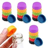 Tikplus Flaschenstopper, 24 Stück, 6 Farben, Silikon, Kronkorken, für Bierflaschen, Glasflaschen, Saftflaschen, wiederverwendbar, staub- und insektengeschützt, für zu Hause, Camping, Bars, Partys