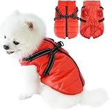 Eastlion Winter Hundemantel Warm Wasserdicht Hundejacke Welpen Hunde Bekleidung Kleidung Weste mit D-Ring,Rot,Größe M