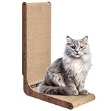 ScratchMe Katzenkratzer mit Katzenspielzeug Kugelbahn, eingebauter Ball, L-förmiger Kratzer, Karton Lounge Bett, stabil und langlebig, Möbelschutz, reversibel
