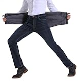 ziilay Thermojeans Herren Thermohose Schneehose gefütterte Winterhose Winterjeans mit Fleece gefüttert Hosen 6557HBL32W32L