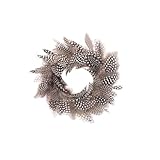 GLOREX 6 3821 302 - Dekokranz aus Perlhuhnfedern, ca. Ø 18 cm großer Federkranz, geeignet als Tisch-, Wand- oder Türschmuck