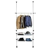 SoBuy FRG107 Teleskop Garderoben System mit 1 Kleiderstange und 2 Körben Kleideraufbewahrungssystem Regalsystem
