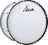 XDrum MBD-224 Marsch Bass Trommel, Fußball Pauke 24' x 12' (10,5 kg, 4 Ösen, Spannschrauben, inkl. Paar Schlägel, Tragegurte, Stimmschlüssel) weiß