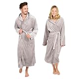 Blumtal Bademantel Damen & Herren in L - OEKO-TEX zert. Morgenmantel Damen - Bademantel Herren extra saugstark - Bademäntel für Herren - Bademantel Damen flauschig - Männer Bademantel Grau