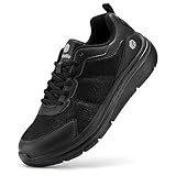 FitVille Extra Weit Walkingschuhe Herren leicht Freizeitschuhe Stoßdämpfung und Rückprall Fitnessschuhe Atmungsaktiv Gym Flexibel und biegsam Schwarz 46 EU X-Weit