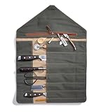 Angus Stoke Messertasche für Kochmesser aus Büffelleder, Exklusive 7-Fach Messerrolltasche mit Extra-Fächern – Kochtasche Leder Gordon (Braun)