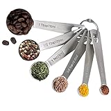 Messlöffel Set 18/8 Edelstahl, 6-teilig – 1/8 TL, 1/4 TL, 1/2 TL, 1 TL, 1/2 EL & 1 EL, Messlöffel aus Metall, Esslöffel und Teelöffel zum Messen von flüssigen und trockenen Zutaten…