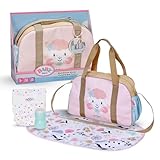 BABY born Wickeltasche, Puppenwickeltasche mit Blumen inkl. Wickelunterlage, Windel und Puderdose, Rosa