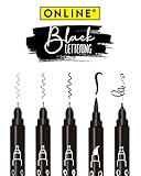 Online 5x Fineliner Schwarz – Stifte Ostern 2025 | Wasserbeständig mit Brush Pen, Fineliner- & Kalligrafie-Spitze | Handlettering-Set für Bullet Journal, Sketchnotes & DIY-Geschenke