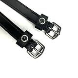 Equine Smile ES4010 Sporenreimen mit Strass Kristall aus Leder für Sporen Ersatzriemen Zubehör Pferdespornriemen Reitsporenriemen Fixierung von Reitsporen (Schwarz Leder/Schwarze Strasssteine)