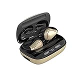 IOIUSKKU Bluetooth Kompatibilität Earbuds Kopfhörer Ohrhaken Kopfhörer mit Mikrofon, Gold