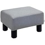 HOMCOM Fußhocker aus Leinenstoff, Kleiner Sitz, Fußstütze, Ottomane, Heimbüro, mit Beinen, 40 x 30 x 24 cm, Grau