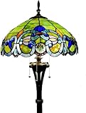 Tiffany-Stil 40,6 cm Retro Buntglas Stehlampe 3 Licht Deckenfluter mit Fußschalter Vintage Beleuchtung für Schlafzimmer Wohnzimmer Wohnkultur
