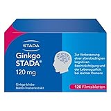 Ginkgo STADA 120 mg Filmtabletten fördert die Durchblutung des Gehirns, stärkt Gedächtnis und Konzentration, zur dauerhaften Anwendung, hohe Extraktqualität, 120 Stk