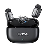 BOYA mini Mikrofon für iPhone Handy, 5g Ultraleicht, Lavalier Mikrofon Kabellos mit Lightning, AI-Sprachmodulator, 3-Stufen-Rauschunterdrückung, 30h Ladekoffer, Streaming Ansteckmikrofon für Interview