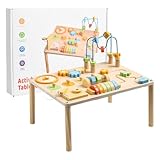 Générique Aktivitätentisch | Lerntisch | Lernspielzeug aus Holz mit Perlenlabyrinth und Formensortierer für Kindergarten Jungen und Mädchen im Klassenzimmer