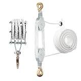 Schwerlast Flaschenzug mit 20m Nylon Seilbremse: Flaschenzug 4400 LB Tragkraft Manuelle Hubseile Arbeitssparender Flaschenzug Hochleistungs-Seilzug für Garagen Lagerhallen (1, silber)