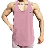 ZACOLLAN Tank Top Herren Elastizität Schnelltrocknend Laufshirt Gym Sport Fitness Casual Tankshirt Schweiß Breathable Muskelshirt H-Pink M