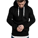 Generisch Kapuzenpulli Herren Schmale Passform Hoodies Reine Farbe Hoody Mit Tunnelzug Basic Bequeme Hooded Sweat Luftiges Sweatpullover Mit Taschen Weiches Leichtes Übergröße Kapuzenjacke