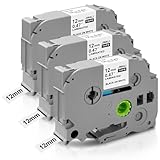 CNMTCCO 3 x Kompatibel Brother TZe-231,P-Touch Schriftband für Brother P-Touch Bänder,LABEL Band 12mm 0,47 laminiert weiß Band für PT-H110 PT-H100R PT-H105 PT-H100LB H107B PTD210 PT-E100