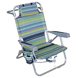 Campingstuhl Faltbar Strandstuhl Klappbar Leicht Klappstuhl Strand 4-stufig verstellbare Rückenlehne Strandsessel Strandstühle Faltbar mit Getränkehalter Seitentasche Bis 160KG für Strand Outdoor