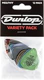 JIM DUNLOP Plektrum Variety Pack Medium und Stark, 12 Stück, Multicolor, tortex, celluloid, ultex, nylon, max grip und gator grip