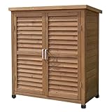 Garten Gartenschrank Aus Holz – Gartenbox Für Werkzeuge, Stiefel Und Zubehör – Organizer Für Terrasse, Balkon Und Garten. Verstellbare Fußpolster.(Wood)