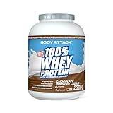 Body Attack 100% Whey Protein - Chocolate Brownie - 2,3 kg - Made in Germany - Extra cremiges Eiweißpulver mit Hydrolysat & BCAA´s, unterstützt Muskelaufbau und Diäten - Für Sportler & Athleten