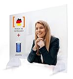 MyMAXXI | Selbststehender Spuckschutz Aufsteller aus 5mm Acrylglas standfest glasklar 80x50 cm Hygieneschutz | acrylic spit protection | Acryl Trennwand | Niesschutz Hustenschutz | Hygieneschutzwand