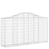 Genérico Wenjingqi Gabionenkörbe, 3 Stück, Bogenform, Eisen, 200 x 30 x 100/120 cm, silberfarben 3145431
