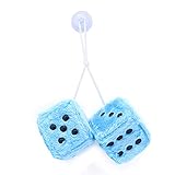 ShawFly Auto Würfel 6 cm Flauschige Würfel Auto Zubehör Würfel, flauschig für Autospiegel Zubehör zum Aufhängen (blau)